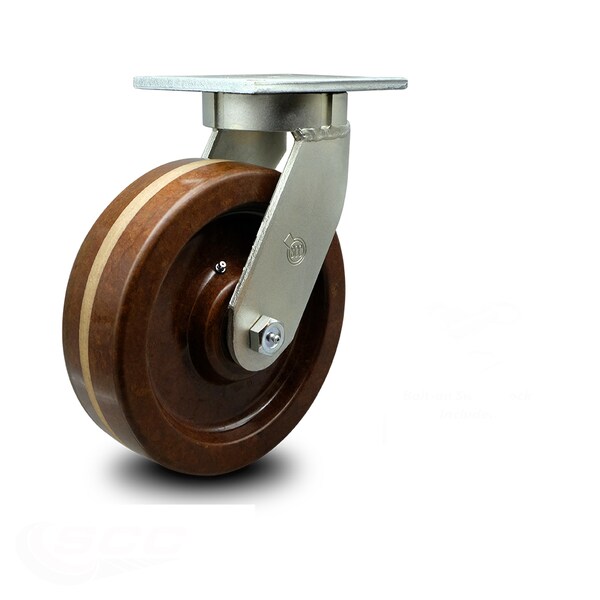 8 Inch Extra Heavy Duty High Temp Phenolic Wheel Swivel Caster with Swivel Lock